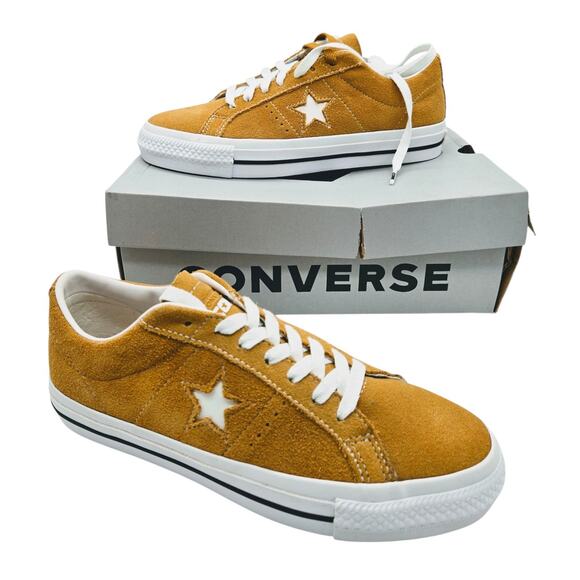 NEW Converse One Star Pro Ox Suede Sunflower Gold Wheat White Shoes Men Size 7 - Picture 3 of 11